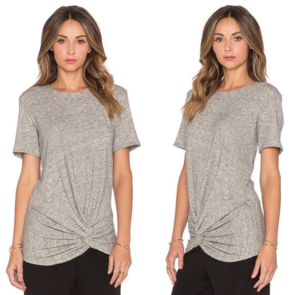 IRO Lara Knot Top in Light Heather Gray Small - Picture 1 of 5